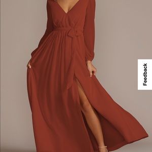 David’s Bridal long sleeved Bridesmaid Dress Cinnamon